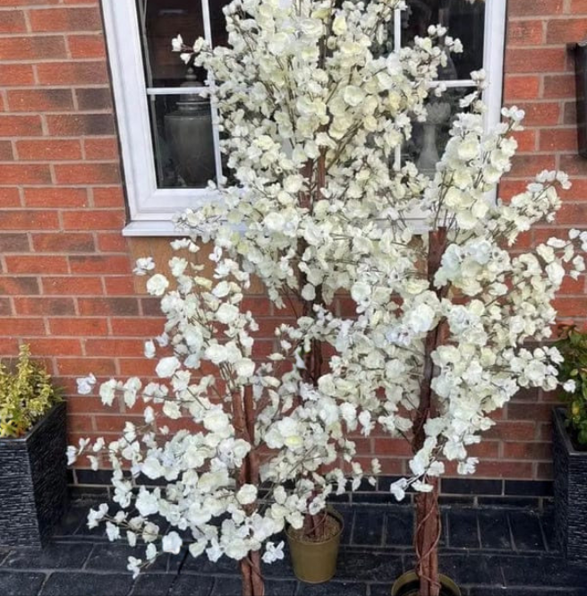 Artificial Blossom Tree Pink/White 120cm 4ft Realistic Faux House Plant Fully Potted