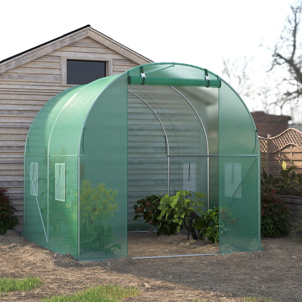 Walk-in Greenhouse Galvanised Frame Polly Tunnel Patio Garden Outdoor Polytunnel