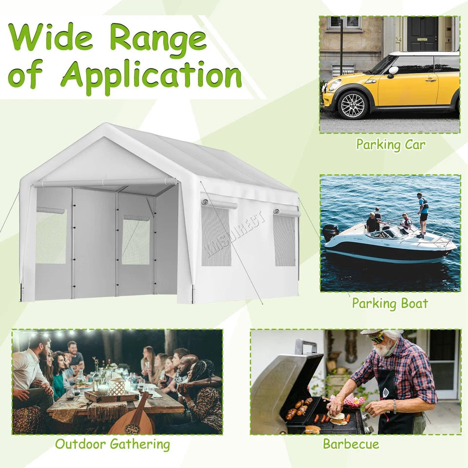 Carport 10x20ft Car Canopy Garage UV-Proof Waterproof SUV Boat Heavy Duty White