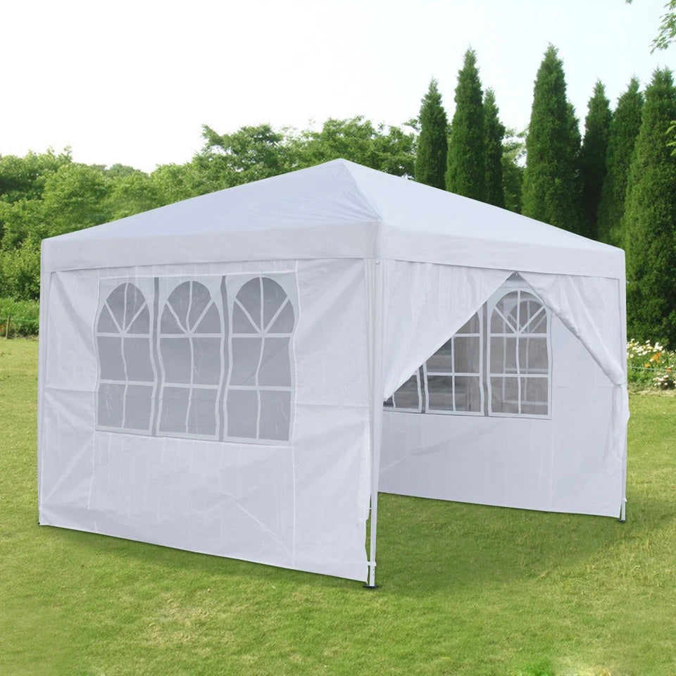 3x3M Heavy Duty Gazebo Marquee Popup Waterproof Garden Party Tent 4 WallSides