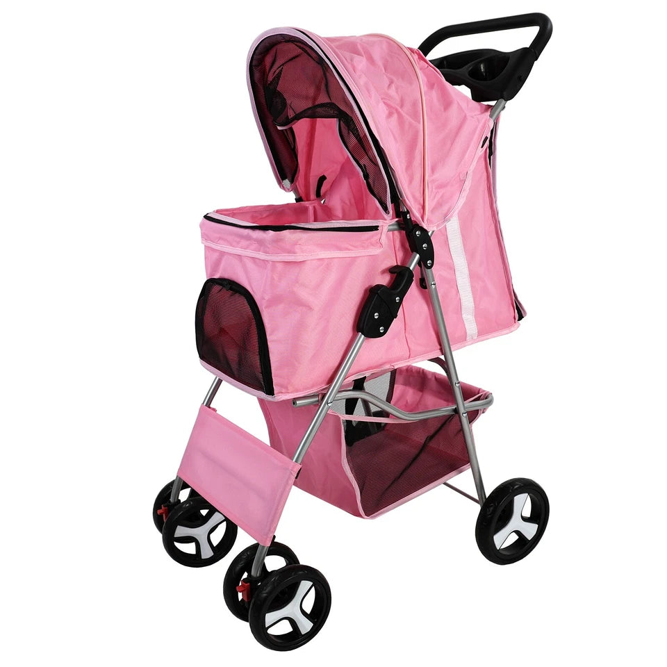 Pet Stroller Dog Cat Puppy Pram Pushchair Travel Cart Jogging Buggy Carrier