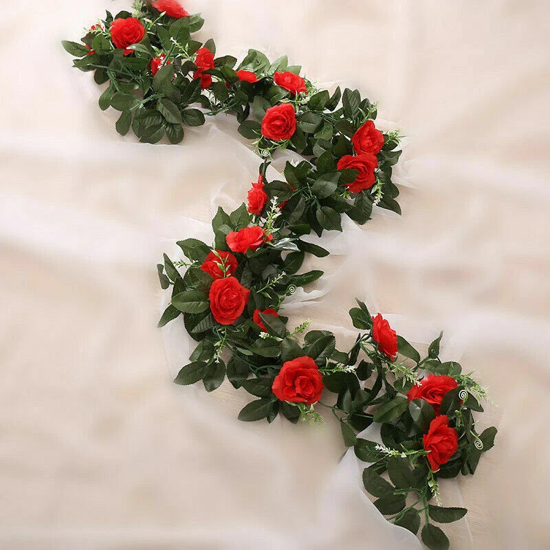 2.5m Artificial Flower Silk Rose Leaf Garland Vine Ivy Home Wedding Garden