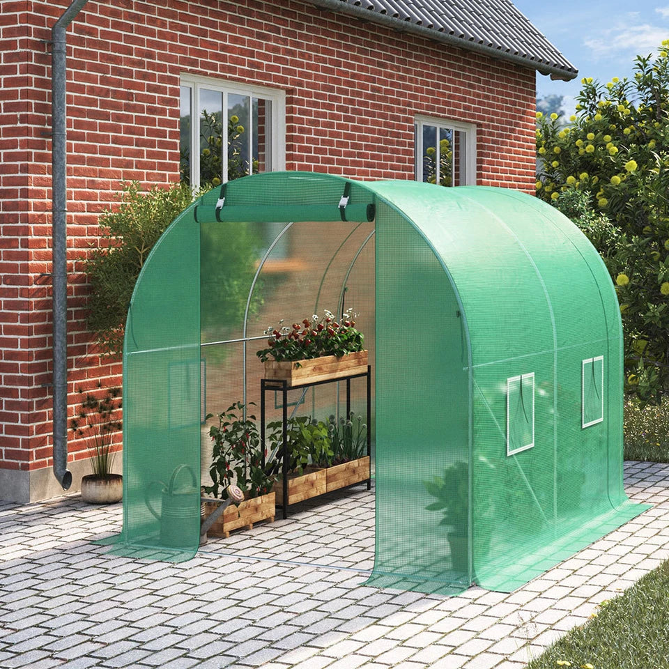 Walk-in Greenhouse Galvanised Frame Polly Tunnel Patio Garden Outdoor Polytunnel
