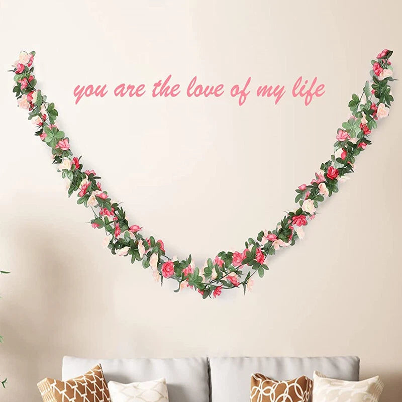 6pcs pink 48 FT Flower Garland Fake Rose Vine Artificial Flowers Hanging decor