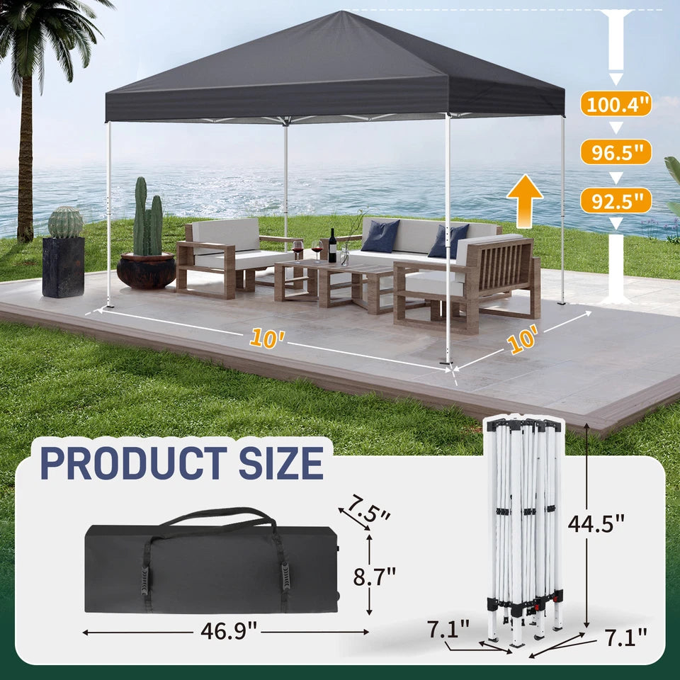 3X3M Heavy Duty Pop-up Gazebo Garden Canopy Tent W/ Detachable Mosquito Netting