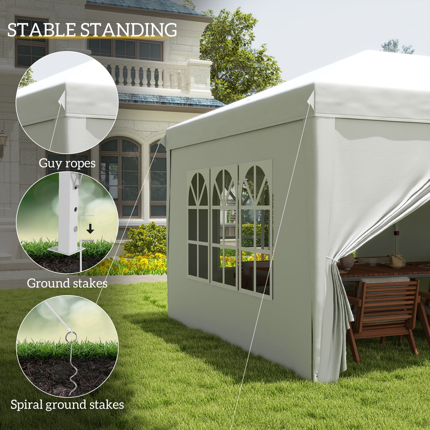 3x6m Popup Garden Heavy Duty Gazebo Marquee Party Tent Canopy with 6 Side Walls