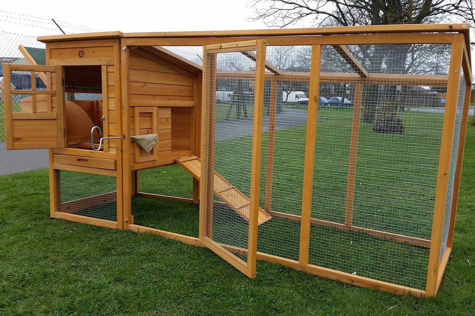 LARGE 8FT CHICKEN COOP HEN POULTRY ARK HOUSE HUTCH RUN NEST
