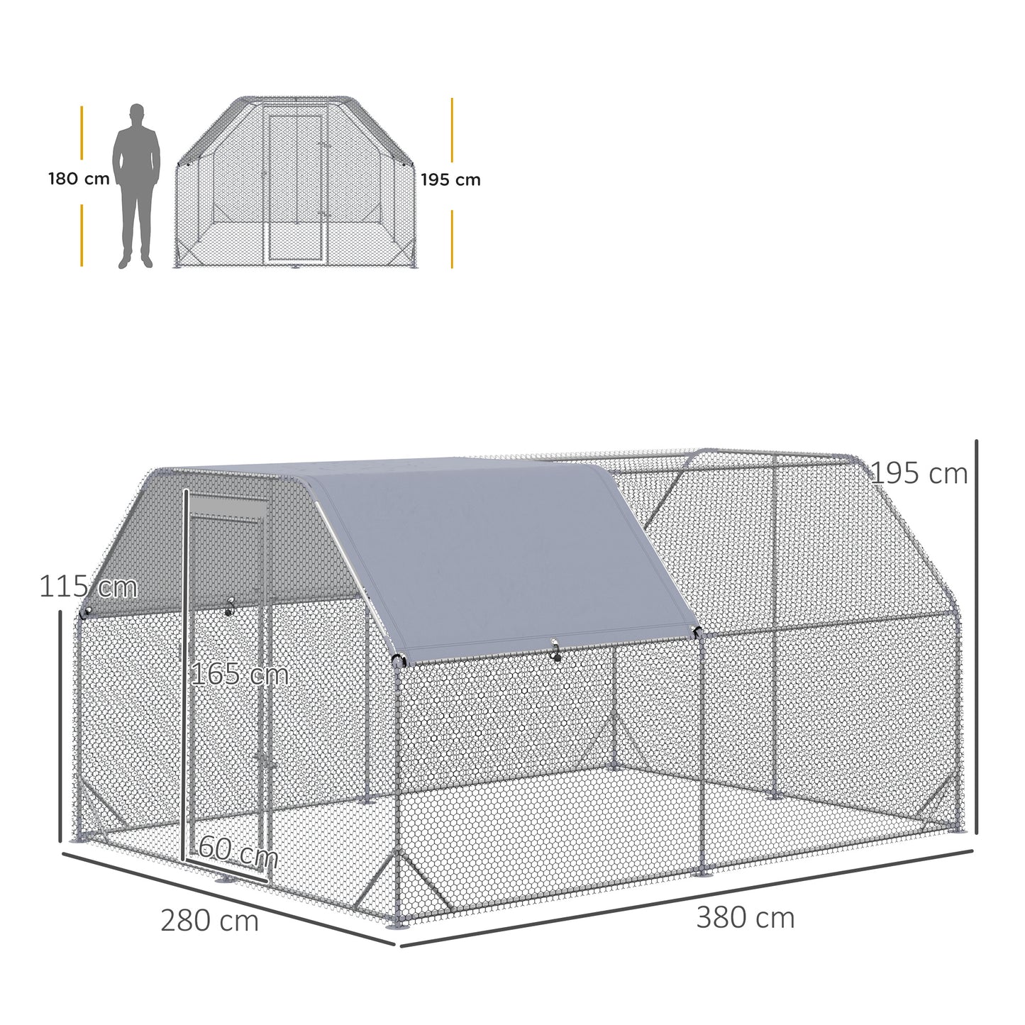 Chicken Run W/ Roof, Walk In Chicken Coop, Hen House Duck Pen