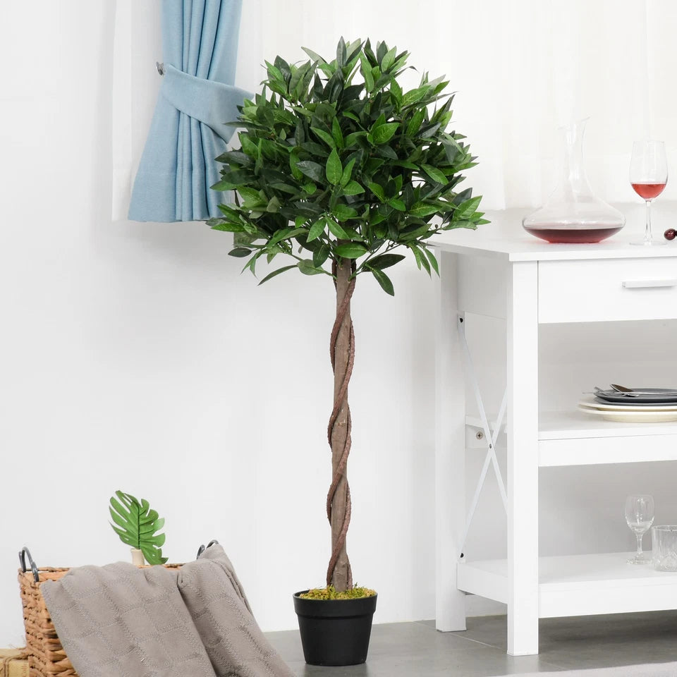 Set Of 2 120cm(4ft) Artificial Bay Laurel Topiary Trees w/ Pot Fake