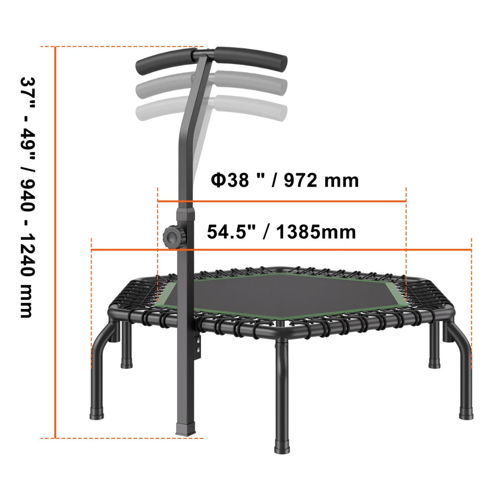 54.5" Mini Fitness Trampoline Adults Indoor Exercise Rebounder with Handle
