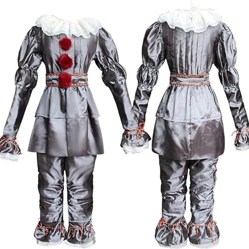 Adult Pennywise Clown Costume Halloween Cosplay Suit Outfit Fancy ( Dress Only)