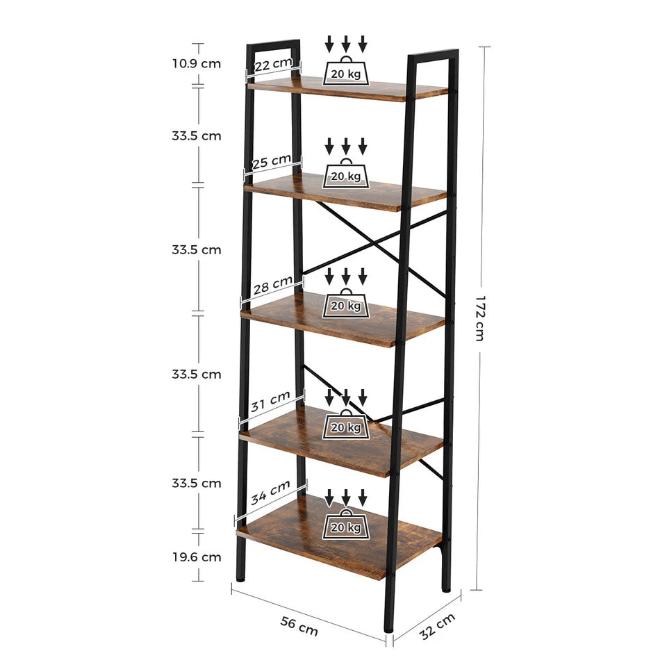 Ladder Shelf Bookcase Tier Display Storage Shelving Unit Stand Wall Rack