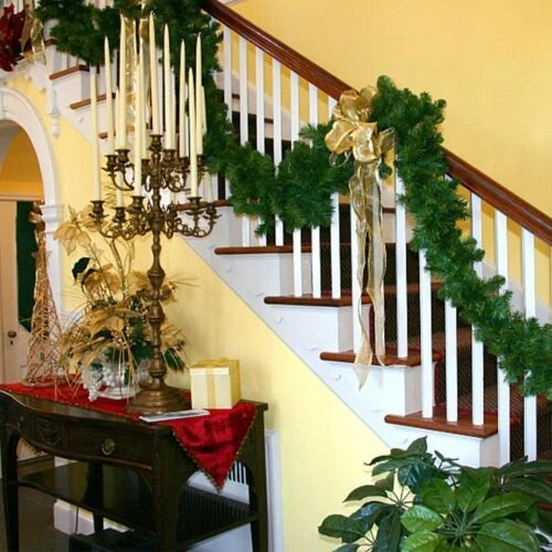 16FT Christmas Garland with LED Lights Pre Lit Stairs Home Fireplace Bushy Pine