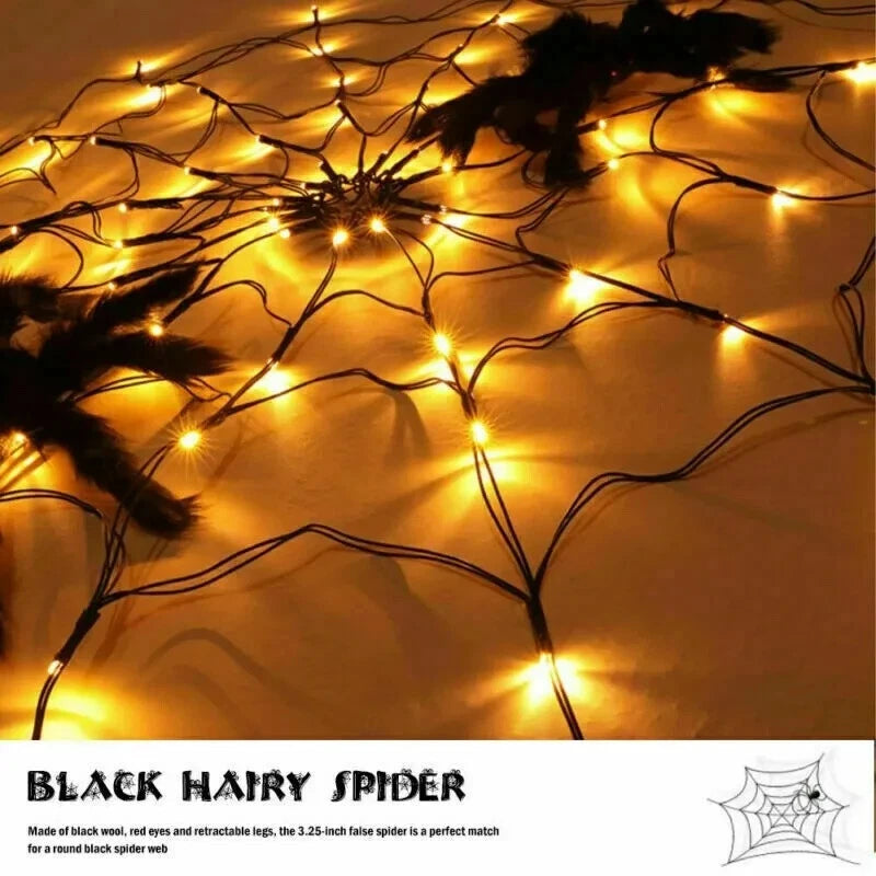 100cm LED Light Halloween Decoration Giant Spider Web Party Props Outdoor Decor