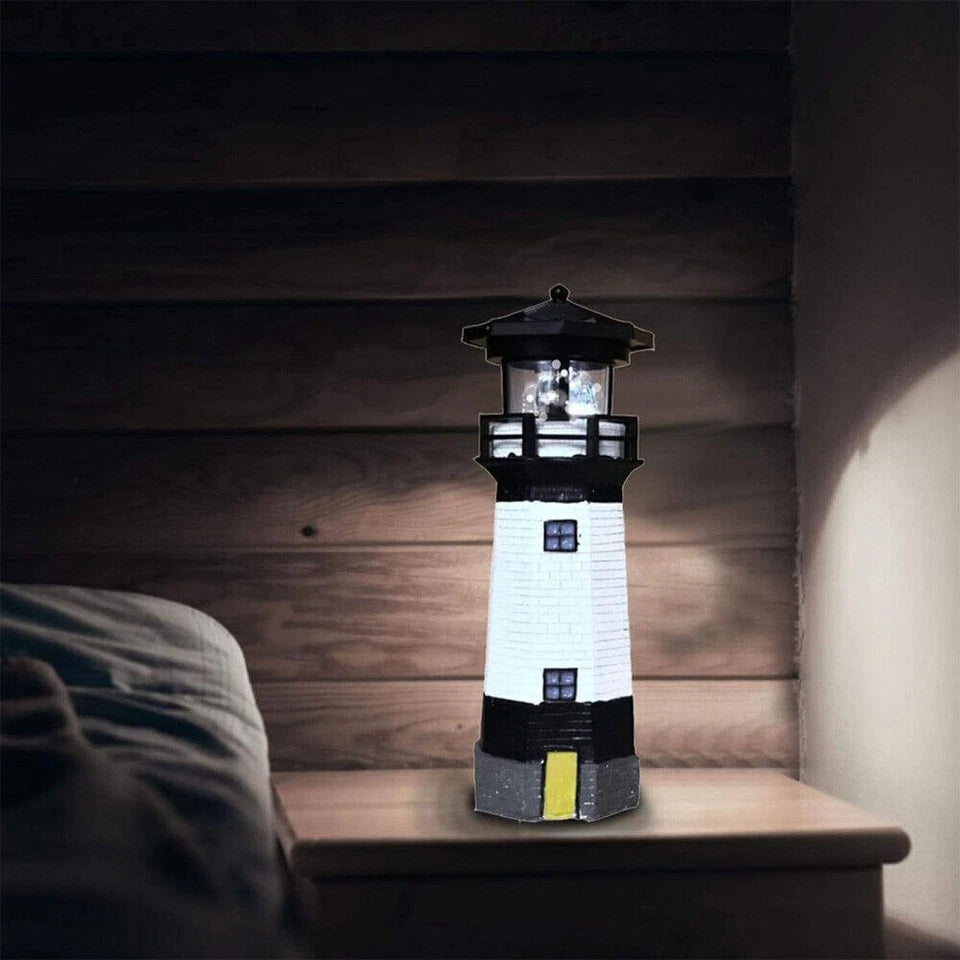 Solar Powered Lighthouse Rotating Led Garden Light House Decoration Ornament UK