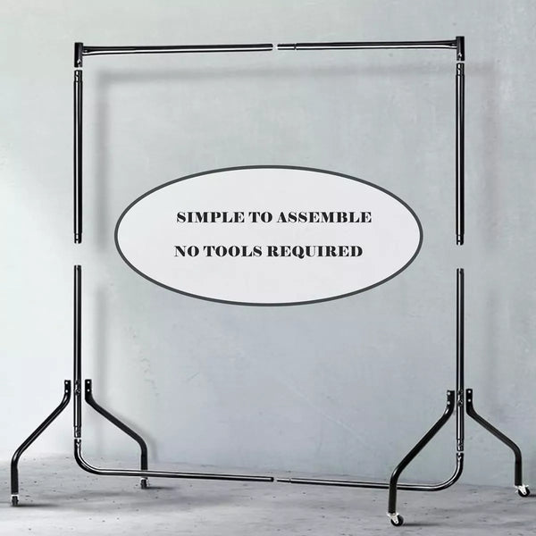 4/5/6ft Heavy Duty Metal Clothes Garment Single Hanging Rail with Wheels