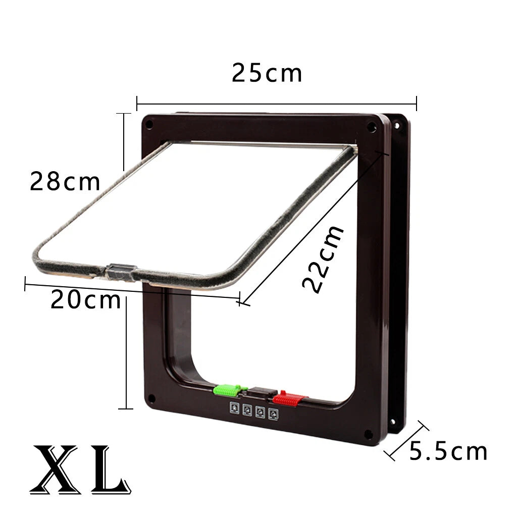 4 way Pet Door Locking Large Extra Large Dog Cat Flap Magnetic Door Frame