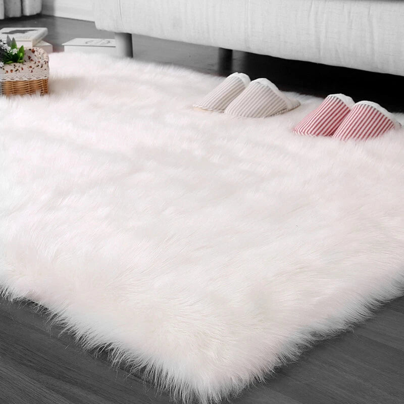 Faux Fur Sheepskin Fluffy Rug Soft LivingRoom Bedroom Rectangle Carpet Floor Mat