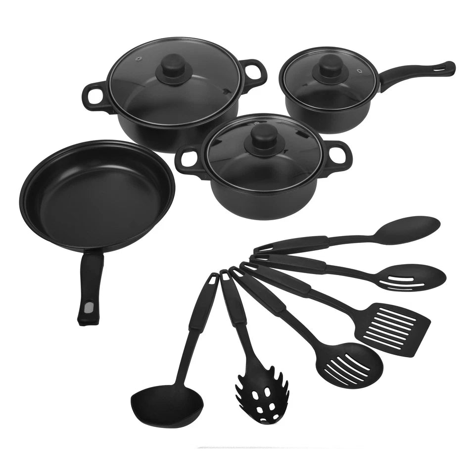 13pcs Cookware Set Pan Pot Non Stick Saucepans Frying Pan Cookware Set Glass Lid