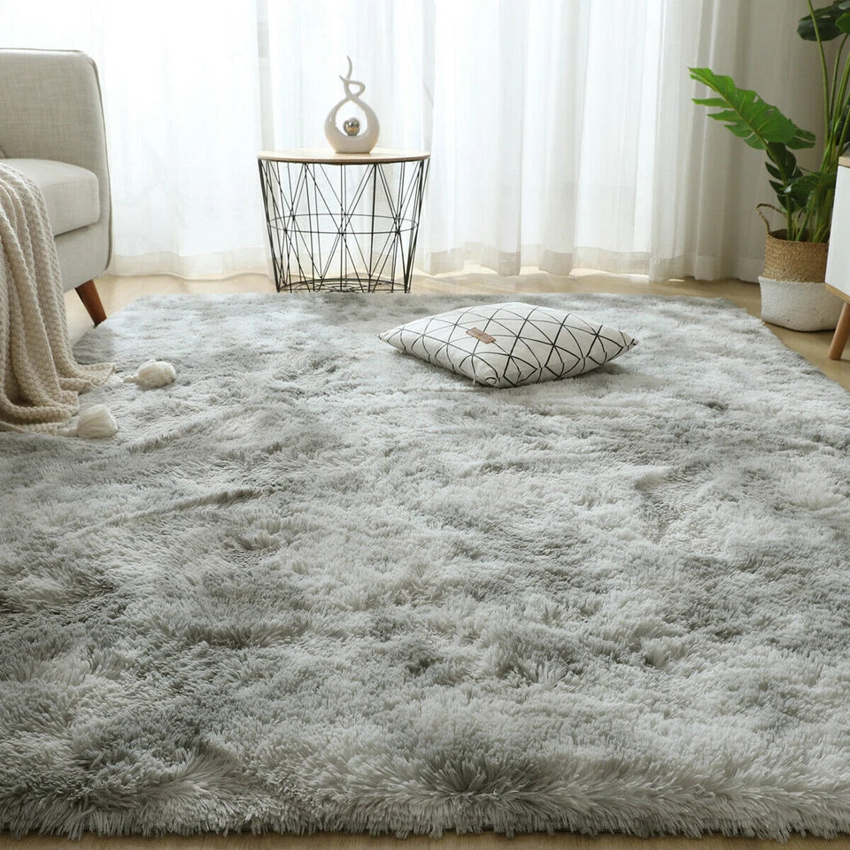 120x170cm Silver Grey fluffy rug