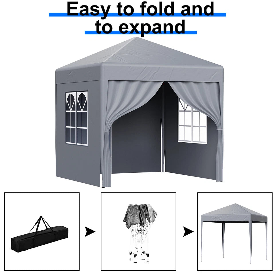 2X2M Pop-up Gazebo with 4 Sides Outdoor Garden Canopy Party Tent