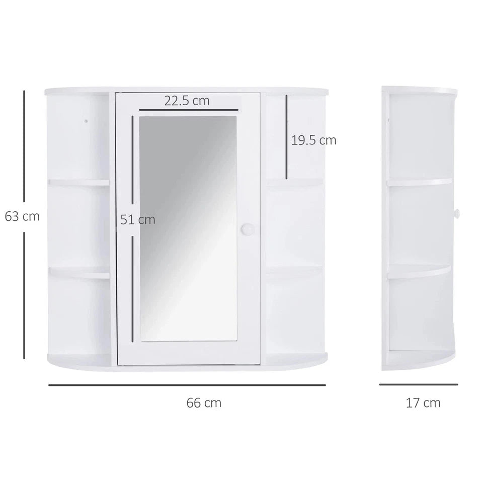 Wall Mounted Bathroom Cabinet with Mirror Single Door Storage Shelves