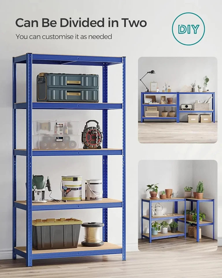 5 Tier Shelving Unit 200x100x50cm Heavy Duty Adjustable Storage Shelves