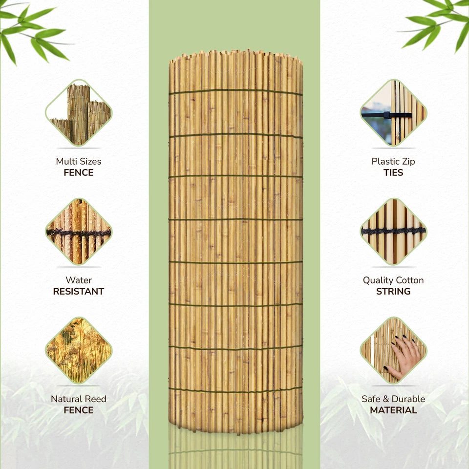 Bamboo Slat Fence Screen Roll Screening Fencing Privacy Sun Panel Garden Outdoor
