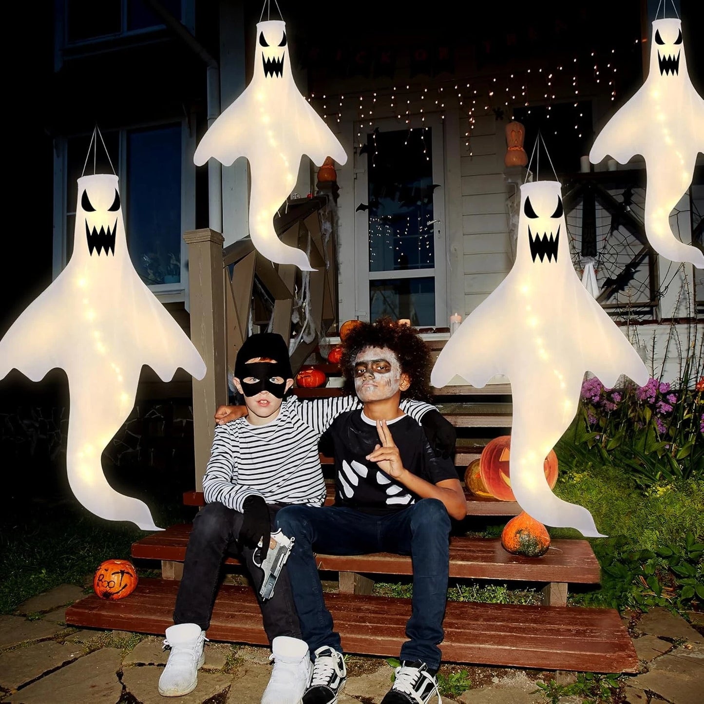 4X Halloween LED Light Ghost Outdoor Decors Garden Prop Party Hanging Decor