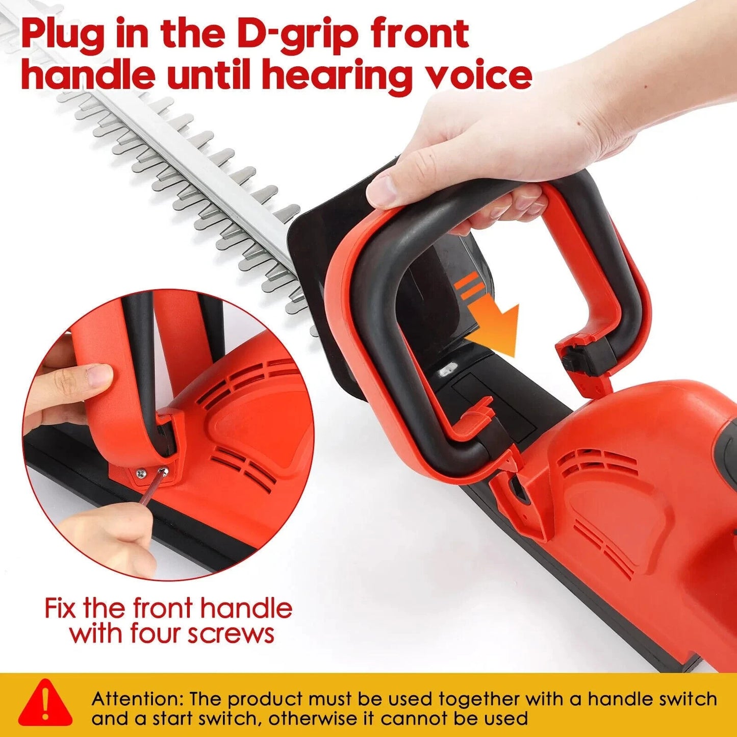 Brushless Cordless Hedge Trimmer Tree Branch Cutter Tool with 2Battery & Charger
