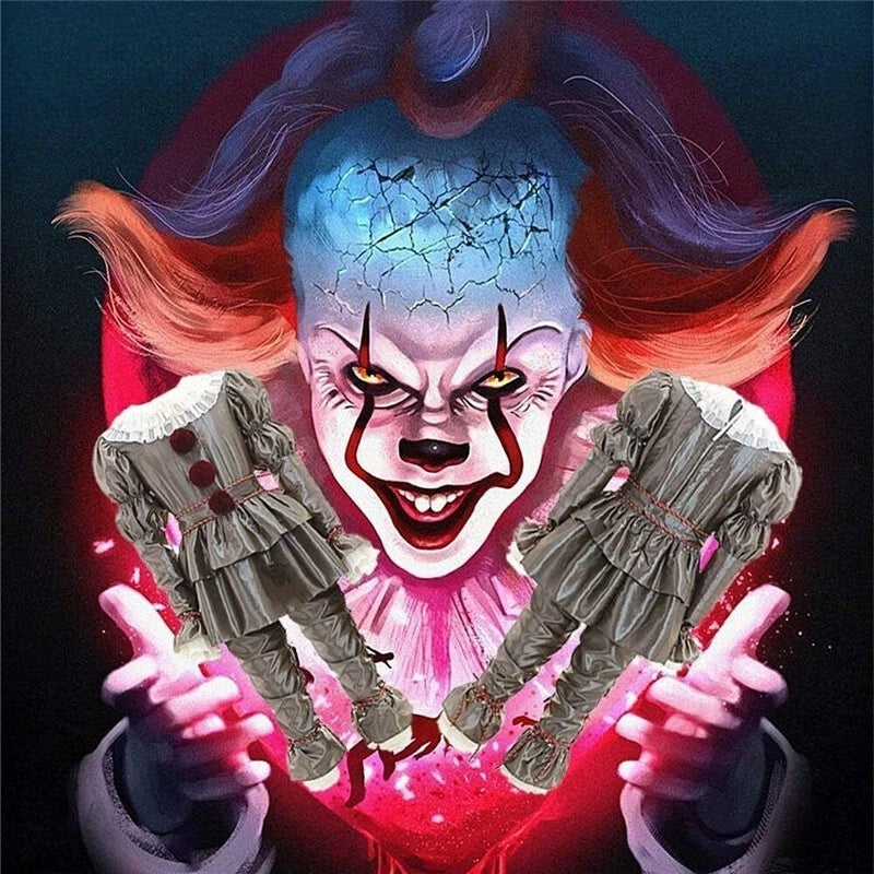 Adult Pennywise Clown Costume Halloween Cosplay Suit Outfit Fancy ( Dress Only)