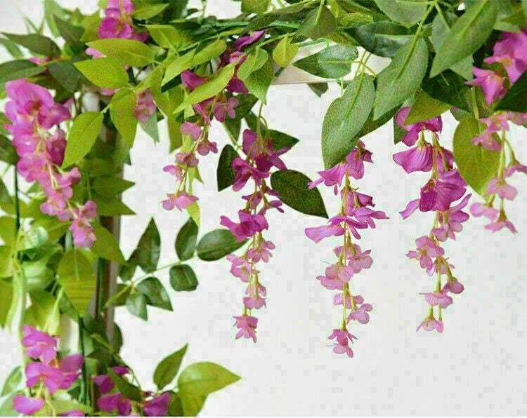 2X7FT Artificial Wisteria Vine Garland Foliage Flower Plant Trailing Home Decor