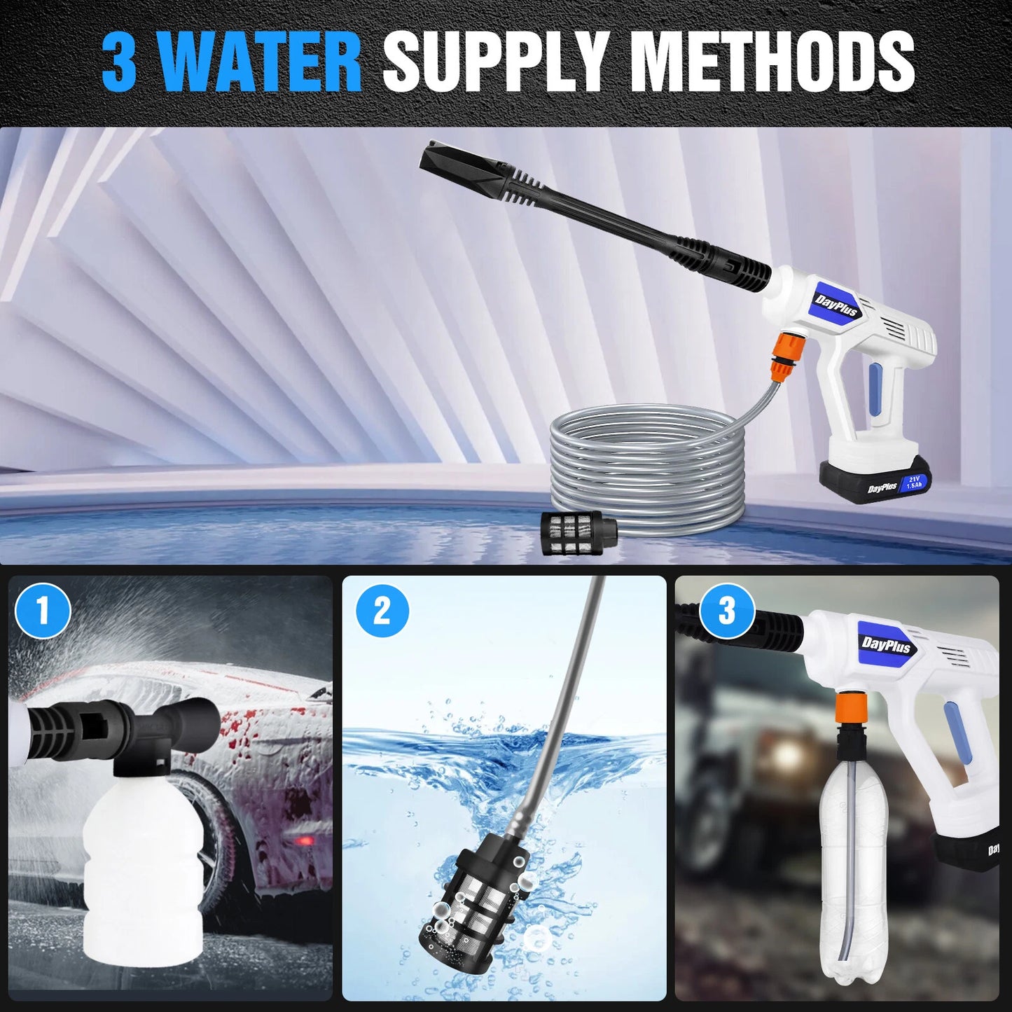 Portable Cordless Car High Pressure Washer Jet Water Wash Cleaner Gun Battery UK