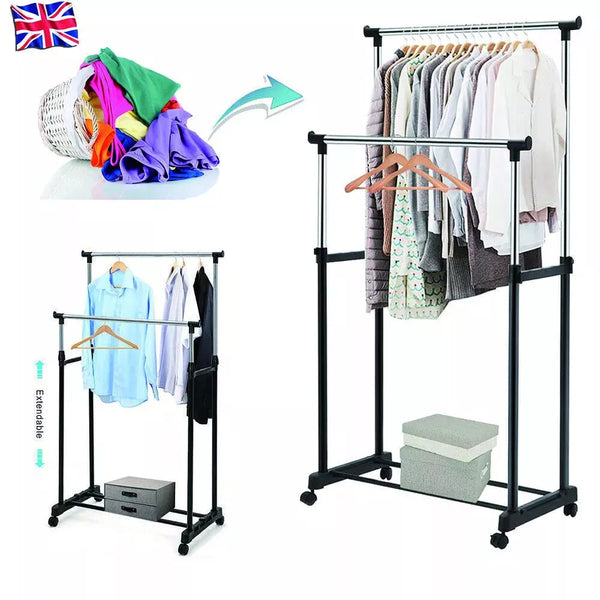 Metal Clothes Rail Storage Garment Shelf Hanging Display Stand Rack