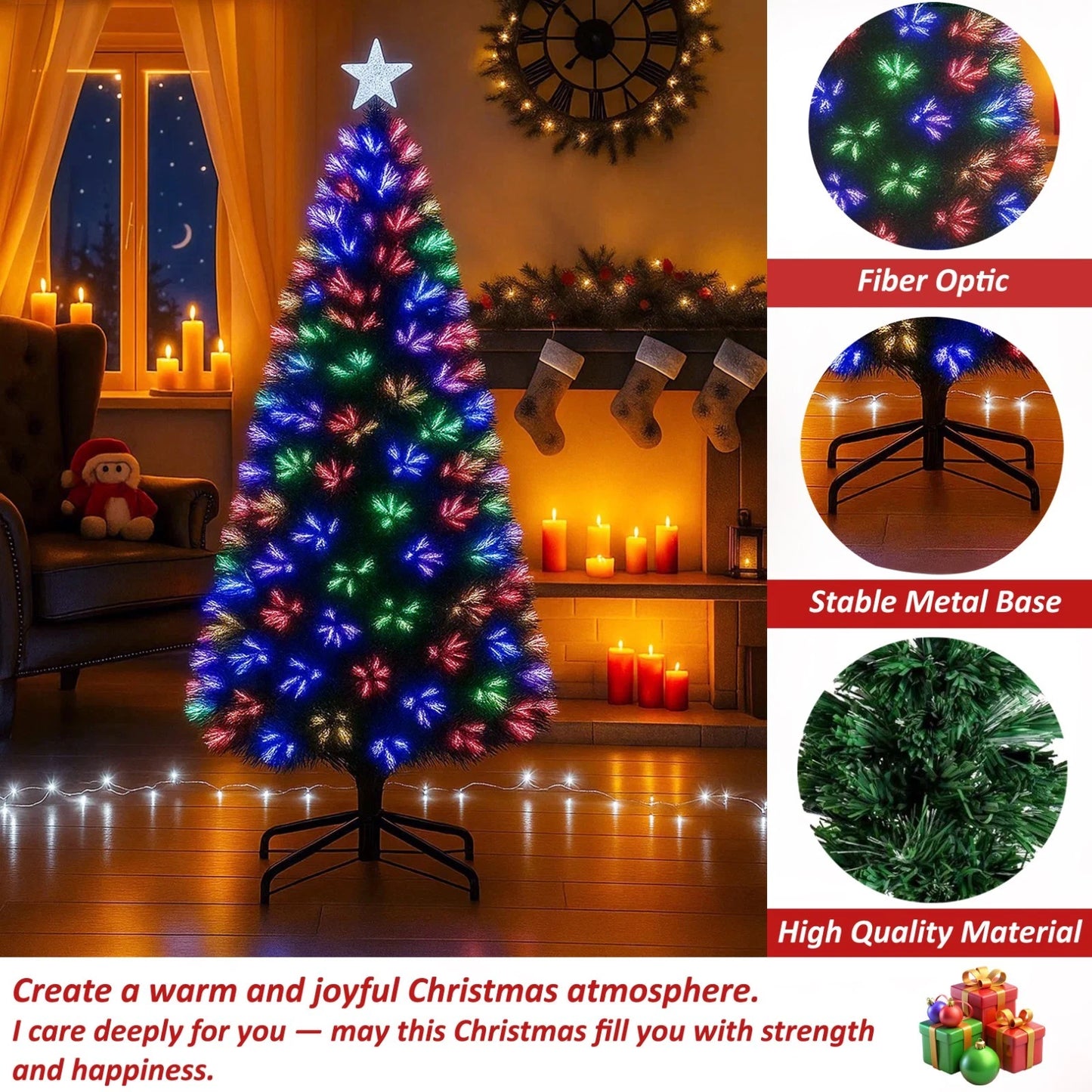 Christmas Tree Fibre Optic Artificial Colour Changing Xmas decor 4FT 5FT