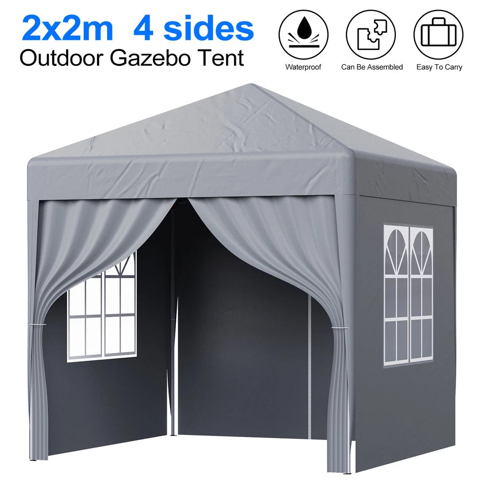 2X2M Pop-up Gazebo with 4 Sides Outdoor Garden Canopy Party Tent