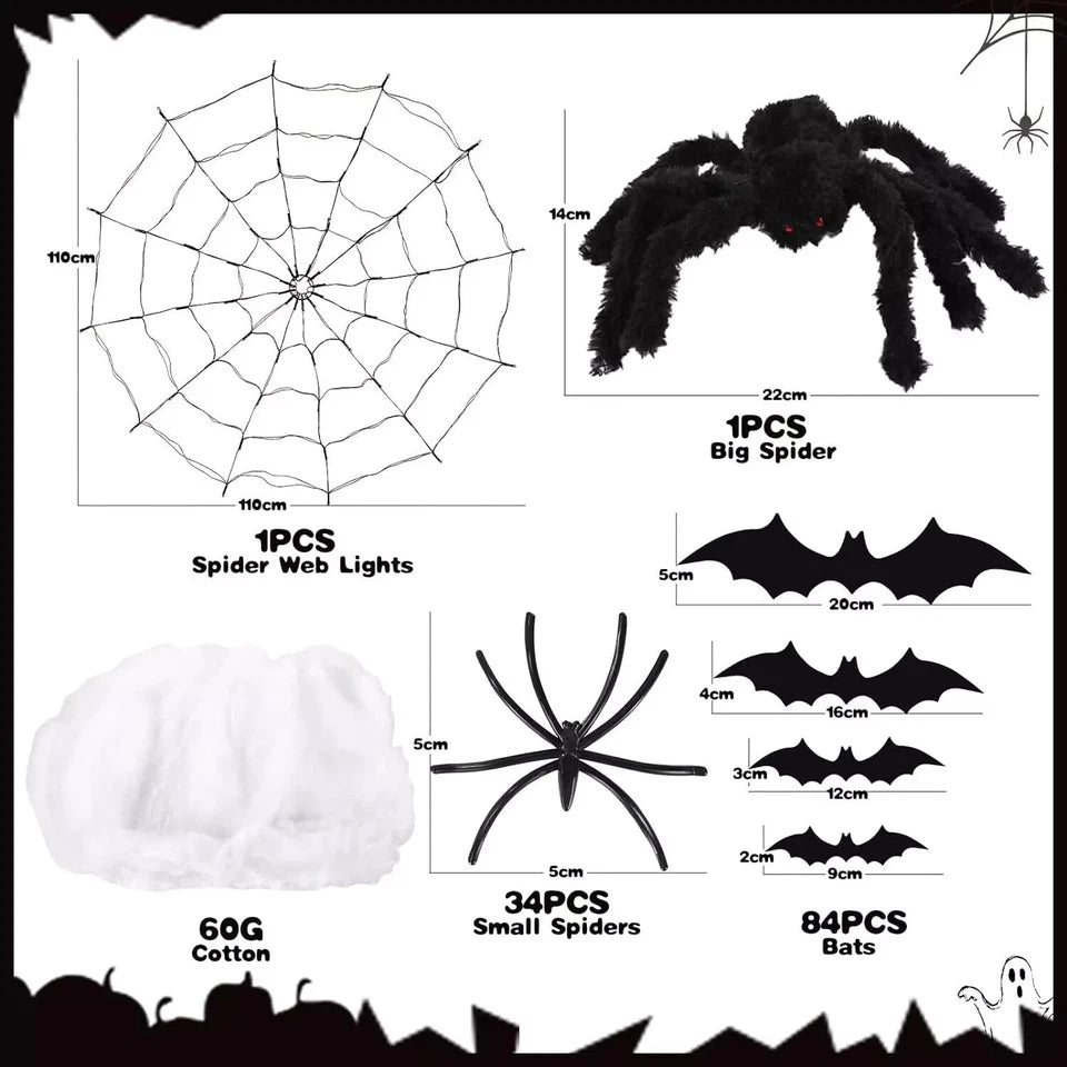 100cm LED Light Halloween Decoration Giant Spider Web Party Props Outdoor Decor
