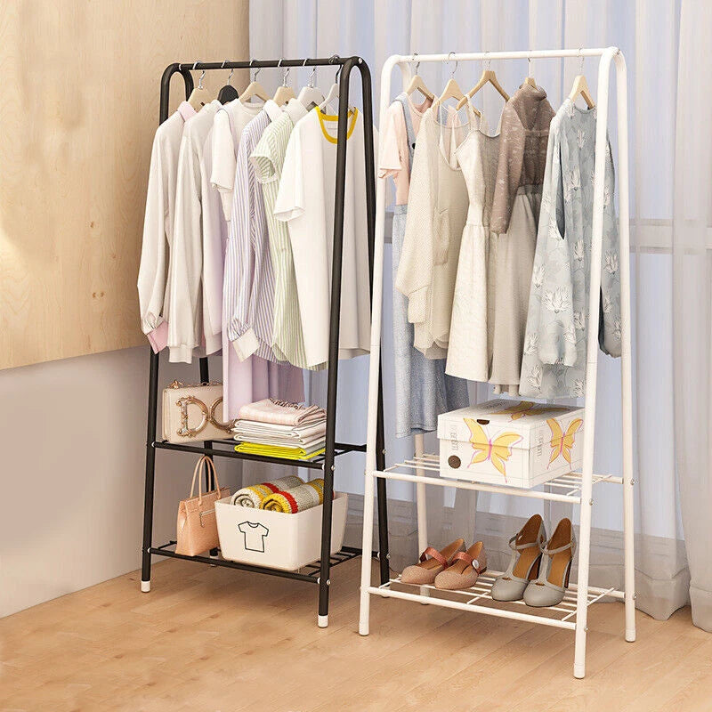 Metal Clothes Rail Hanging Rack Garment Display Stand Storage Shelf