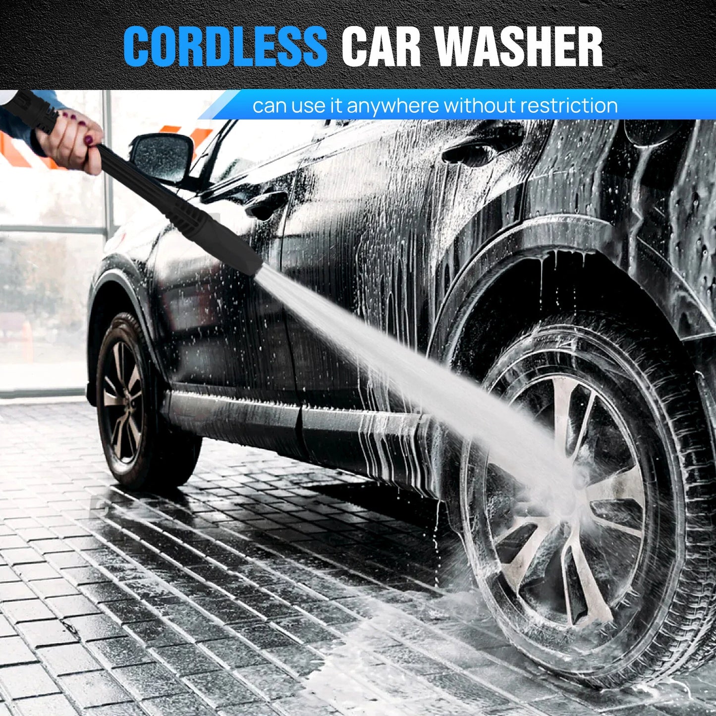 Portable Cordless Car High Pressure Washer Jet Water Wash Cleaner Gun Battery UK