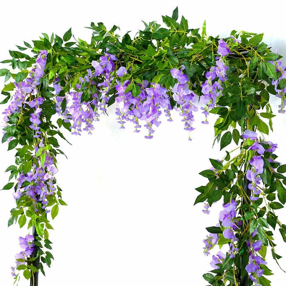 2X7FT Artificial Wisteria Vine Garland Foliage Flower Plant Trailing Home Decor