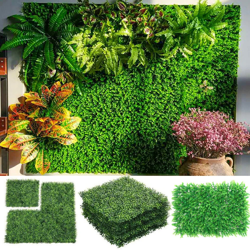 6X Artificial Plant Fence Greenery Wall Hedge Grass Mat Foliage Screen Panels UK