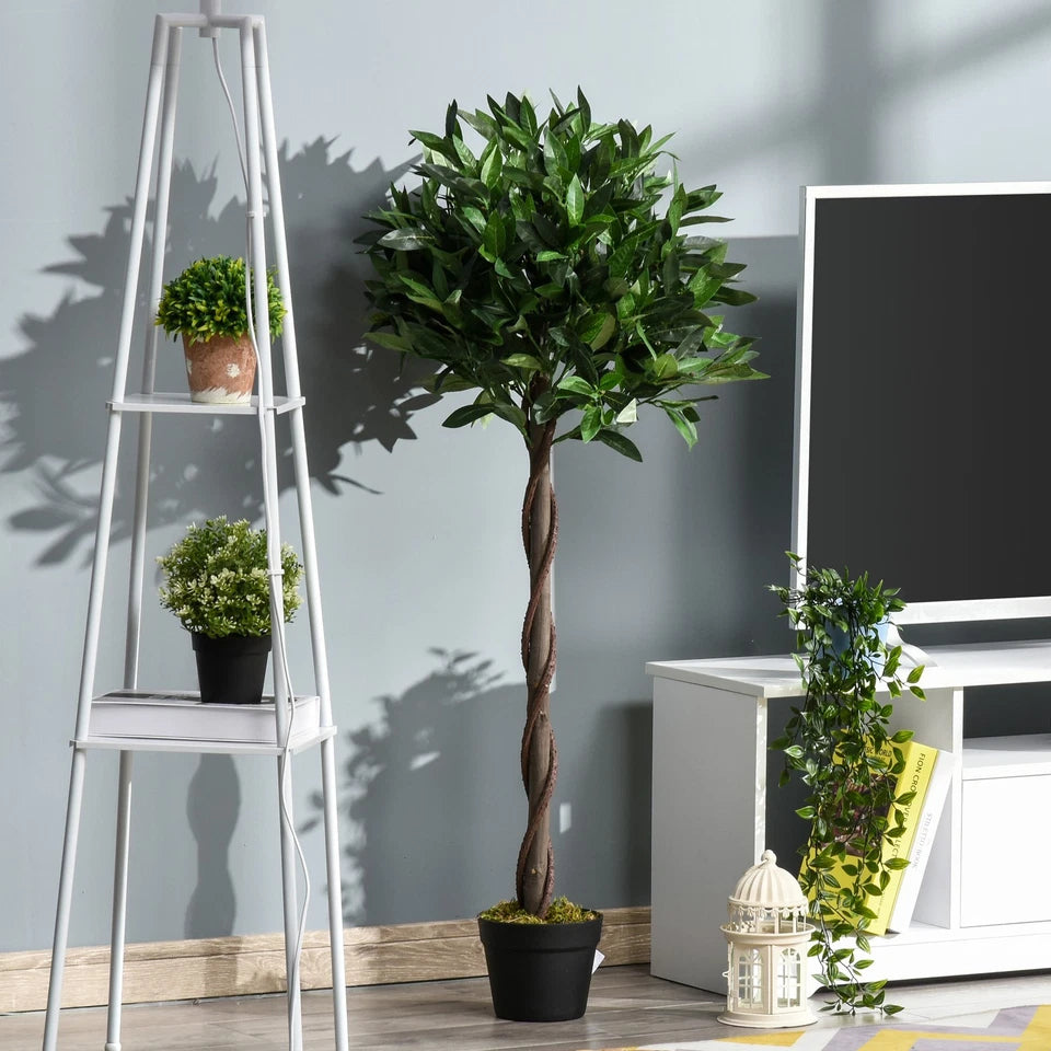 Set Of 2 120cm(4ft) Artificial Bay Laurel Topiary Trees w/ Pot Fake