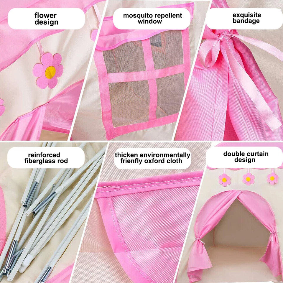 Kid Tent with Lights - Kids Play Tents Tents Pink Girls Toy House Gift