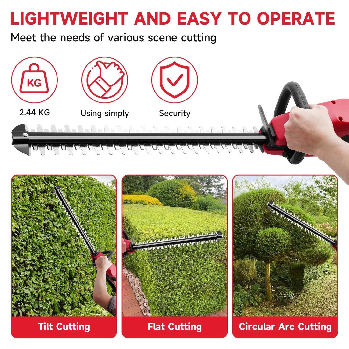 Electric Cordless Hedge Trimmer Tree Branch Cutter Tool with Battery & Charger