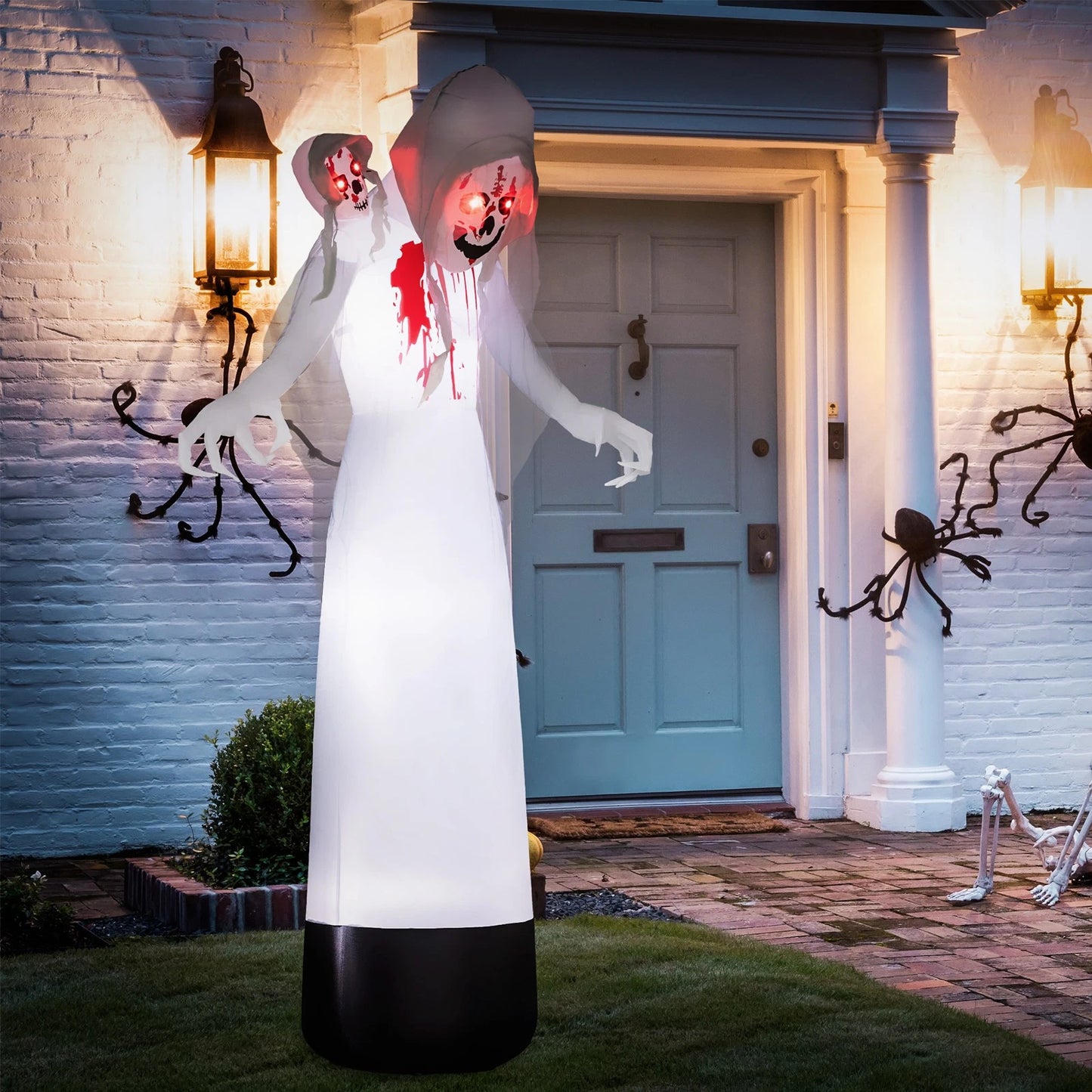 8.9FT Tall Halloween Inflatable Three-Head Witch Ghost, Blow Up Decoration