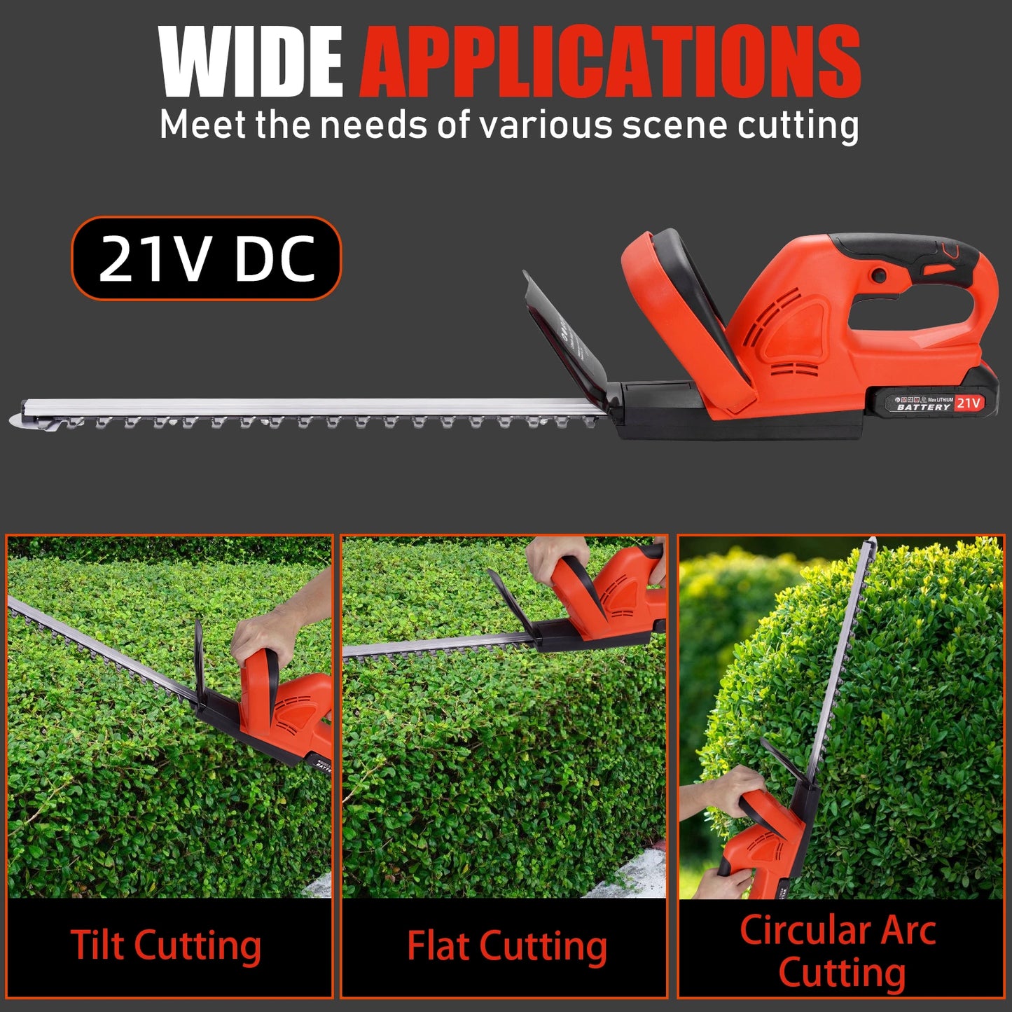 Brushless Cordless Hedge Trimmer Tree Branch Cutter Tool with 2Battery & Charger