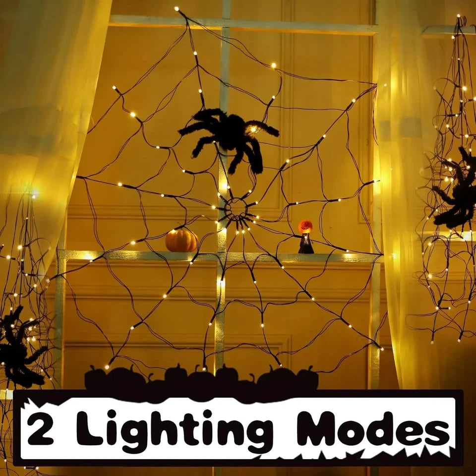 100cm LED Light Halloween Decoration Giant Spider Web Party Props Outdoor Decor