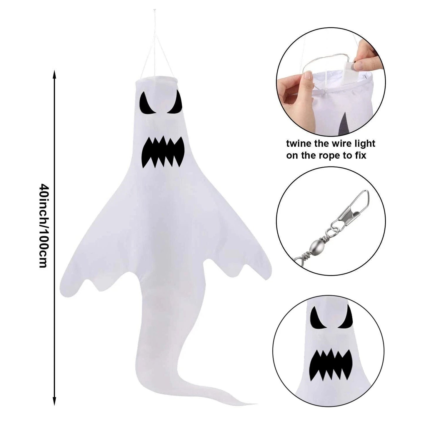 4X Halloween LED Light Ghost Outdoor Decors Garden Prop Party Hanging Decor