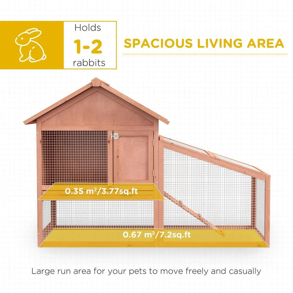 Pawhut Wood Rabbit ,Bunny, Pig Hutch Water Resistant w/ Ramp Outdoor Use