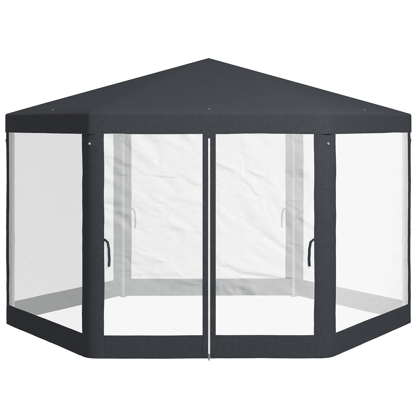 Dark Grey Hexagonal Metal Netting Gazebo Patio Out- door Canopy Party Marquee